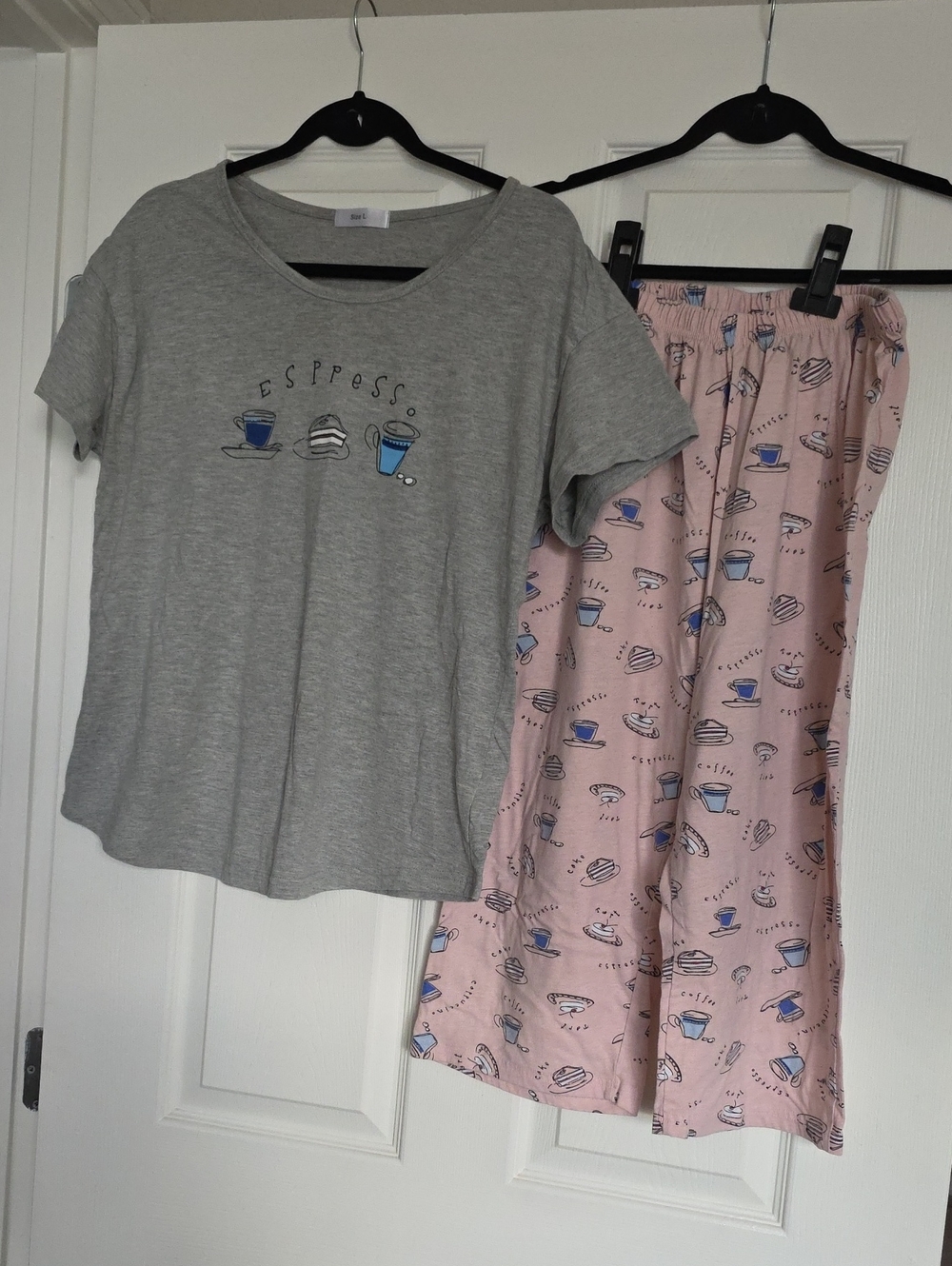 Women's Pink & Gray Espresso Pajama Set